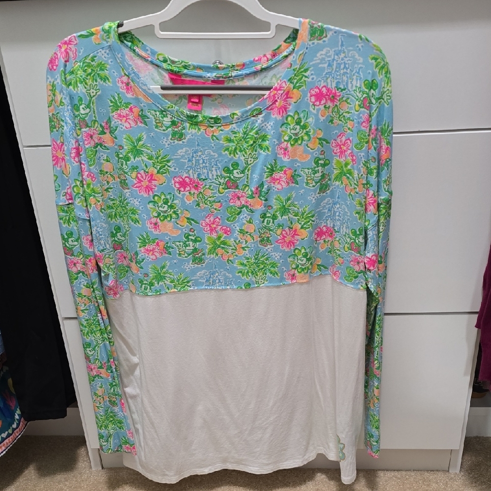 Lilly Pulitzer Floral Long Sleeve Top - Blue, Pink, and White